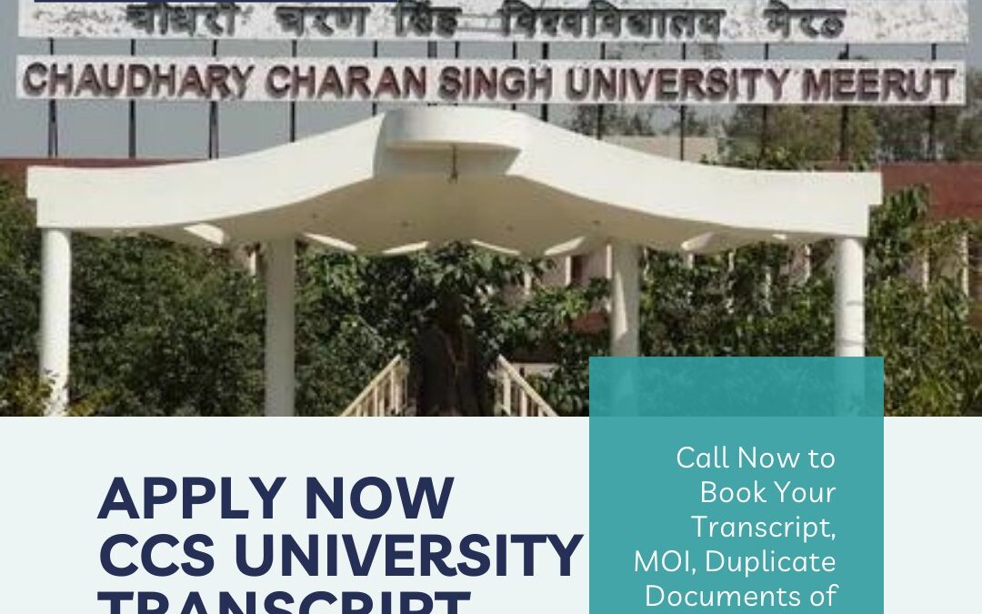 How we can apply for transcript from Chaudhary Charan Singh University, Meerut and how much does it cost?